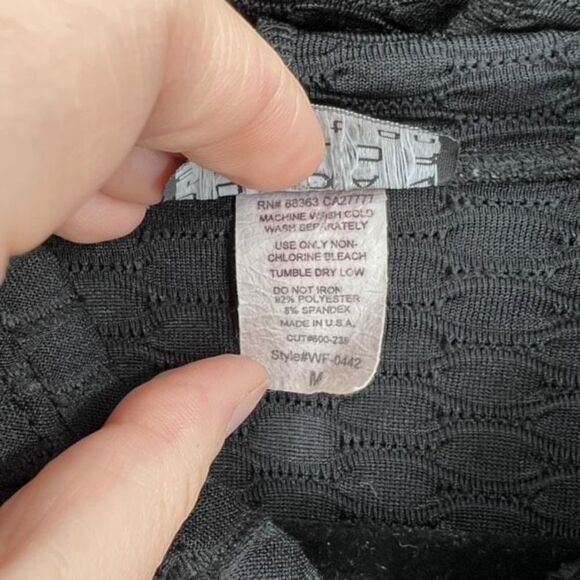 Jordan Taylor Womens Waffle Knit Sleeveless Hooded Swim Cover-Up Black Sz Medium - Picture 5 of 10